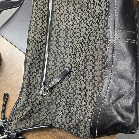 Coach Signature Pattern Shoulder Bag in Black and Tan - Picture 6 of 10